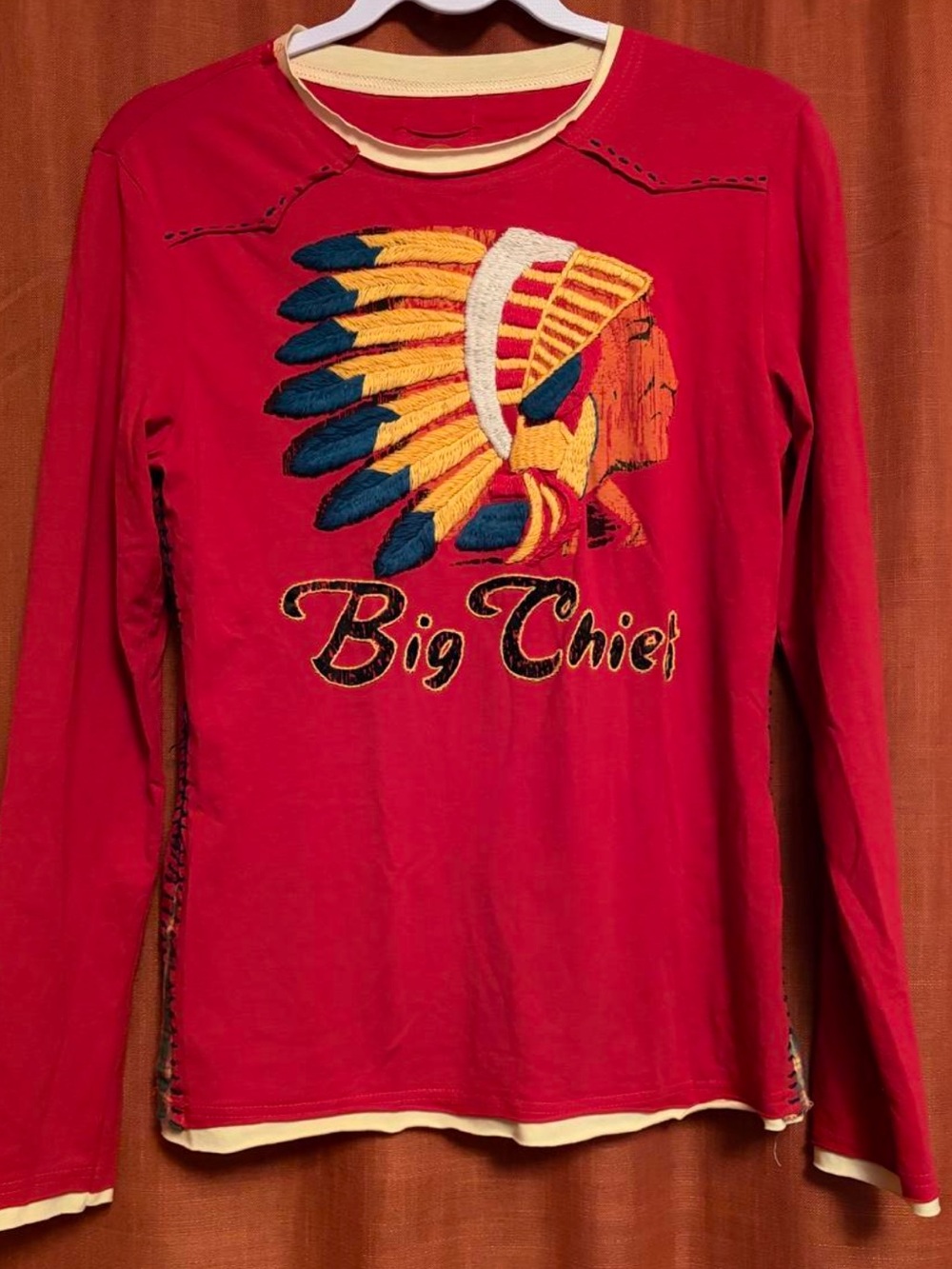 Double D Ranch Big Chie Top embroidered Indian Native American headdress Small